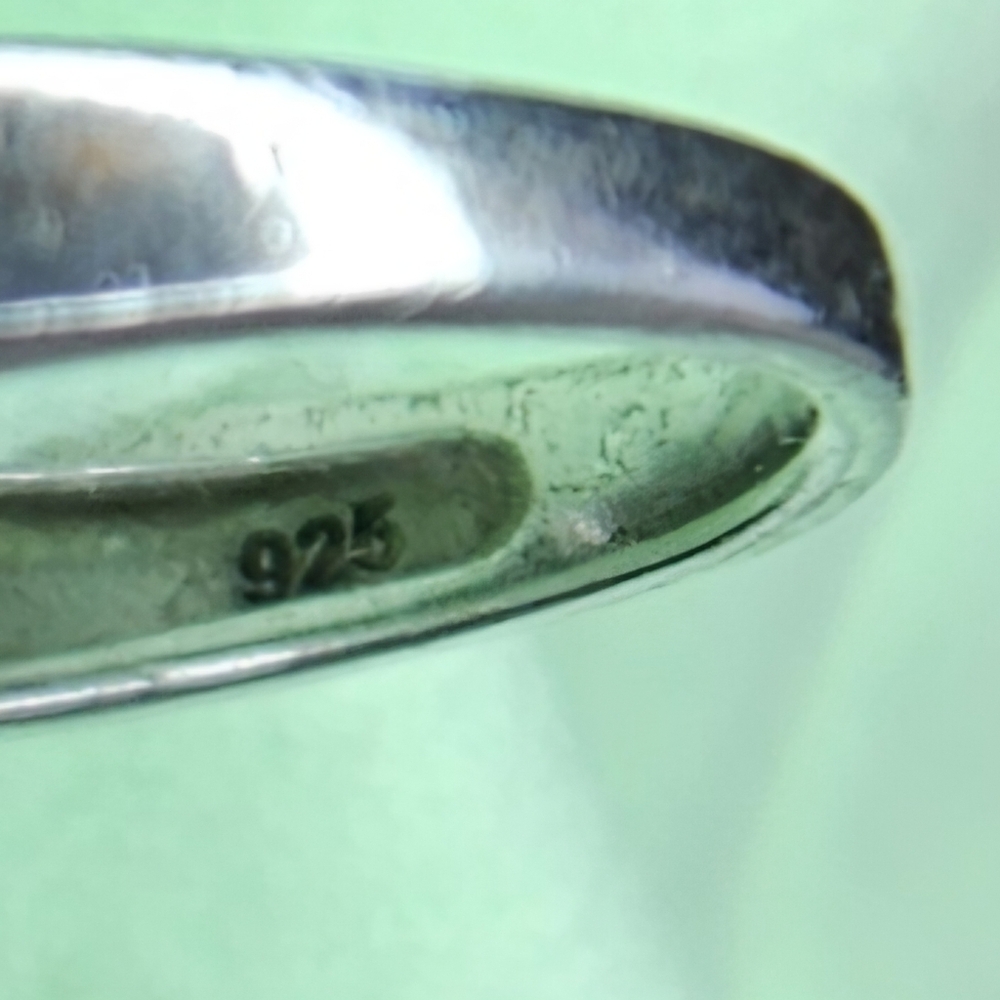 Vintage RJ 925 Sterling Silver Blue Stone Ring Size 7 Filigree Art Deco Style - Picture 10 of 10